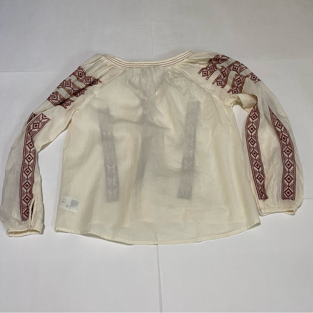 28. ⭐️American Eagle Outfitters Boho Cream Tie Front Blouse with Bib Collar - Picture 7 of 7